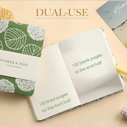 A6 Notebook, Pocket Journal, Embroidered Journal for Girl, Small Fabric Notebook, Lay Flat Hardcover Journal, 4x6 Lined Notebook & Sketchbook, Cute Diary, Writing Journal for Women, Yellow