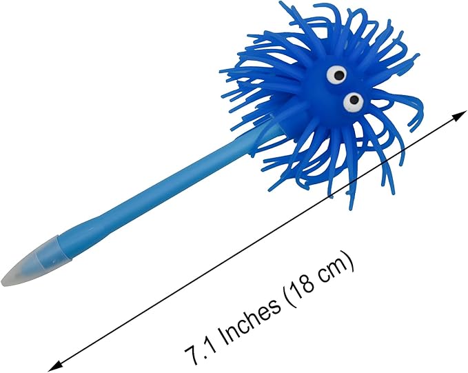 6 PCS Cute Sea Urchin Shaped Pens Soft Rubber Funny Monster Ballpoint Pens For School Christmas Office Party