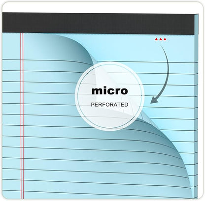 6pcs Small Note Pad 5x8 College Ruled Blue Legal Pads Paper Notepads 6 Pack Study Back Writing Pads 5 x 8 Legal Pads Perforated Narrow Ruled Pads of Paper Blue