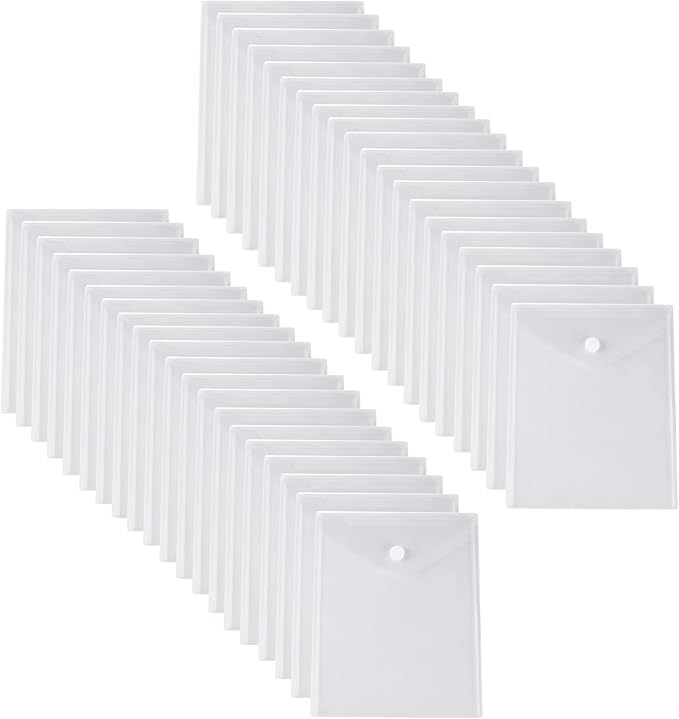 8.5 x 11 Vertical Clear Letter Sized Plastic Envelopes Document File Storage Holder 40 Pack Hook Loop Closure