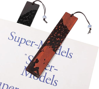 Couple Bookmarks for Men Women, Unique Wood Bookmark, Couple Gift for Men Women Boyfriend Girlfriend, Anniversary Gift (Reading Under The Tree)