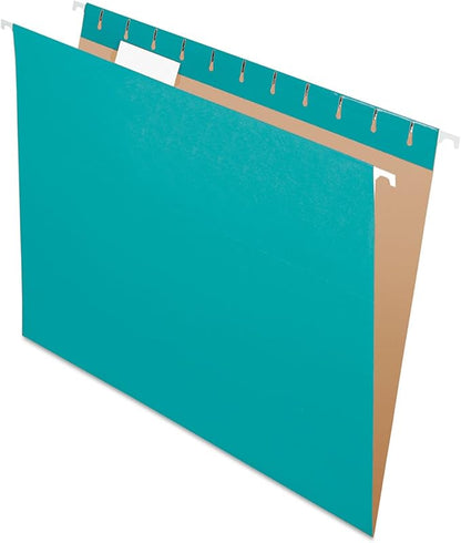 Pendaflex Recycled Hanging Folders, Letter Size, Aqua, 1/5 Cut, 25/BX (81616)