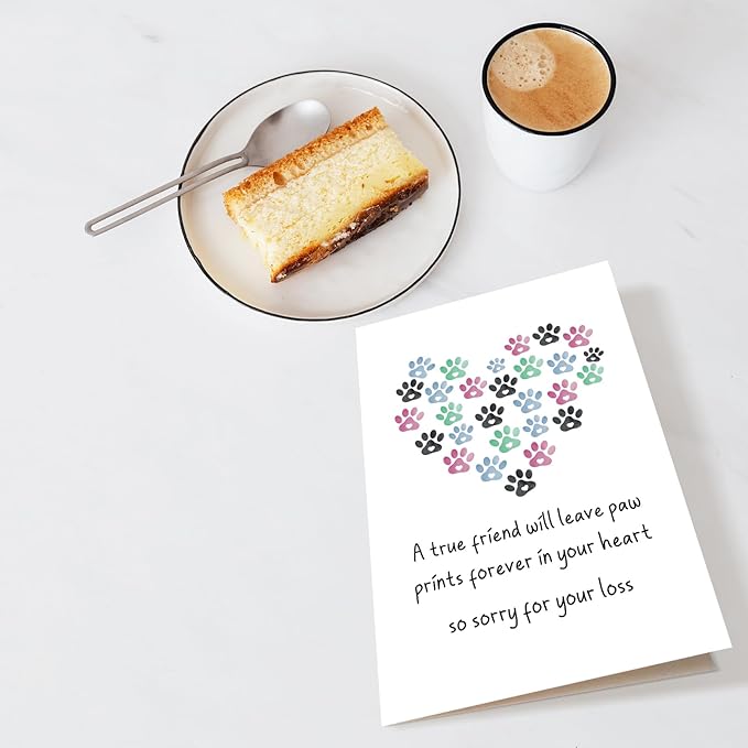 Chenive Pet Loss Sympathy Card - For Dog or Cat Owner, Men or Women, Bereavement Card