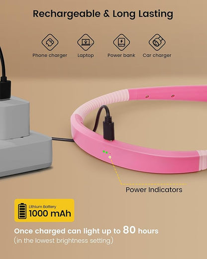 Glocusent Upgraded LED Neck Reading Light, Book Light for Reading in Bed, 30-min Timer, 3 Colors & 3 Brightness Adjustable, Rechargeable & Long Lasting, Perfect for Reading, Knitting