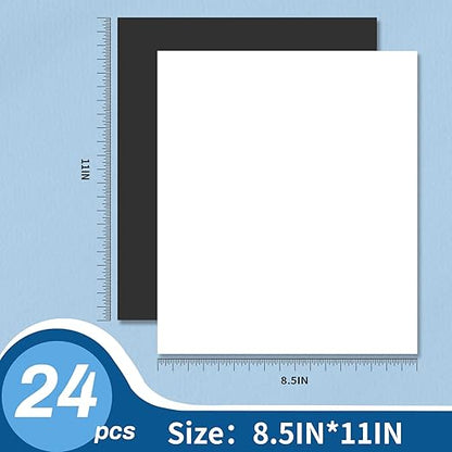 Magnetic Sheets with Adhesive Backing,8.5" x 11"(Pack of 24),30 mil Thick Cuttable Flexible Magnet Sheets for DIY Crafts,Photos and Stickers,Magnetic Paper Sheets with Strong Self Adhesive