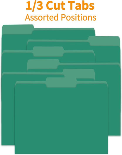 36 Packs File Folder,1/3-Cut Tabs,File folders Letter Size,8.5x11 Inch Green File Folders for Office,School and Home,Organizer Folder