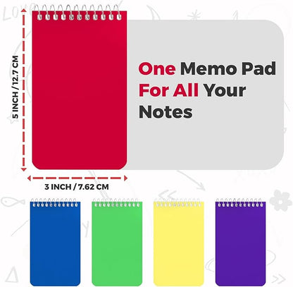 Small Notebooks, Spiral Notepads 3x5 - (Bulk Pack of 25) Pocket Notebook, Memo Pads For Home, Office, College, School - Lined College Ruled Paper - 5 Colored Notebooks, 75 Sheets Per Notebook