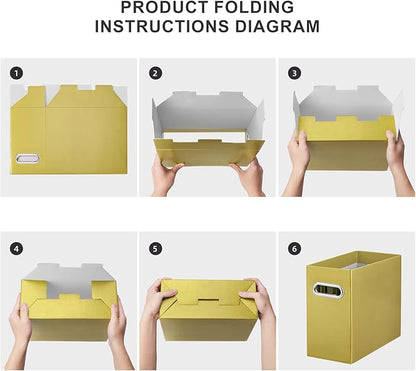 Oterri File Organizer, Small Storage Box, Cardboard File Folder Organizer, Collapsible File Box, Hanging File Organizer for Letter Size, Portable File Box with Handle, Only Box (Olive,4 Packs)