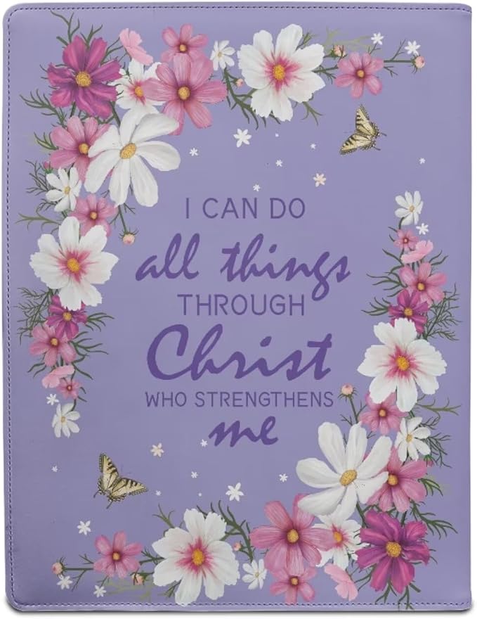 Flower Butterfly Purple PU Leather Padfolio Clipboard Clip Business Resume Portfolio A4 Folder Interview Legal Document Organizer Business Card Holder Letter