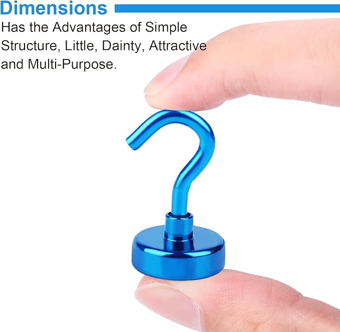 DIYMAG Magnetic Hooks, 25Lbs Strong Heavy Duty Cruise Magnet S-Hooks for Classroom, Fridge, Hanging, Cabins, Grill, Kitchen, Garage, Workplace and Office etc, (20 Pack-Blue)