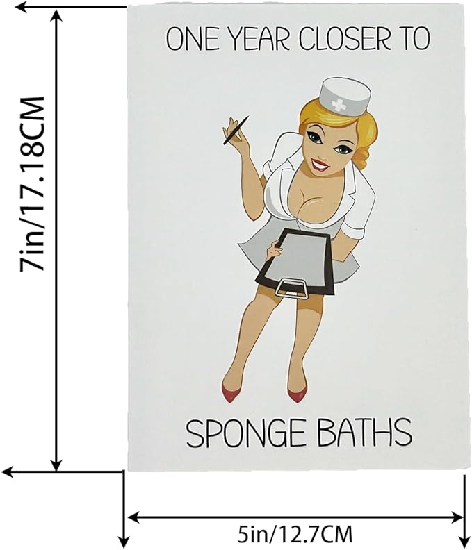 Funny Birthday Card for Women or Men,Birthday Gift for Sister Brother Wife Husband Friend-ONE YEAR CLOSER TO SPONGE BATHS