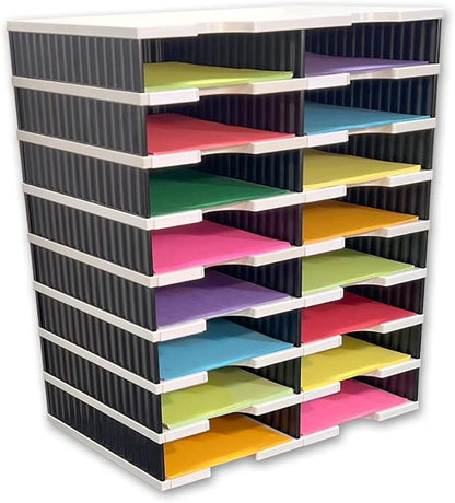 Ultimate Office TierDrop Literature Organizer/Forms Mailroom Classroom Sorter, 16-Compartments with Optional Add-On Tiers for Easy Expansion, Gray w/Black