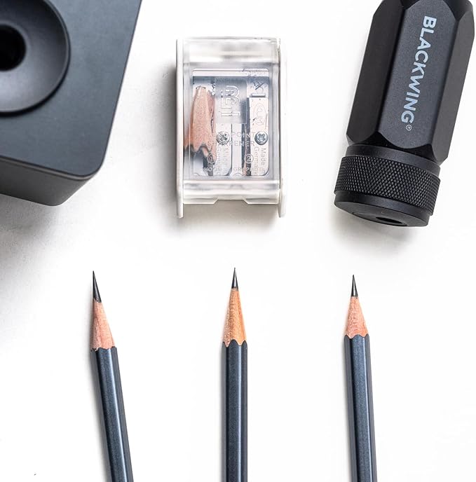 Blackwing One-Step Long Point Sharpener, German Steel Blade, Machined Aluminum, Compact Design, White