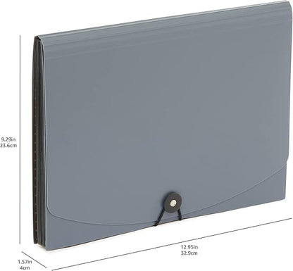 Amazon Basics Expanding Organizer File Folder, Letter Size - Black & Gray, 2-Pack