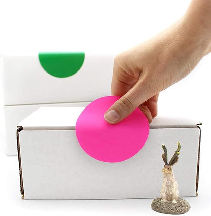 ChromaLabel 3 Inch Circle Sticker Labels, High Visibility Round Colored Stickers, Permanent Stickers - 500 Sticky Dots per Roll, Fluorescent Pink Label Stickers