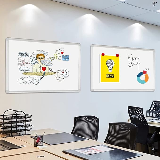 DEVELOP Magnetic Large Dry Erase Board 36 x 60 Inch, Large Wall Mounted Whiteboard with Aluminium Frame & Detachable Marker Tray 3' x 5', Magnetic White Board for Home School Office