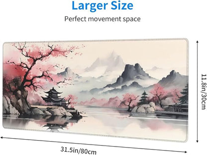 Gaming Mouse Pad Desk Pad,Extended Big Mouse Pad,31.5x11.8 Inch Long Computer Keyboard Mouse Mat Mousepad with 3mm Non-Slip Base and Stitched Edge for Gaming and Office