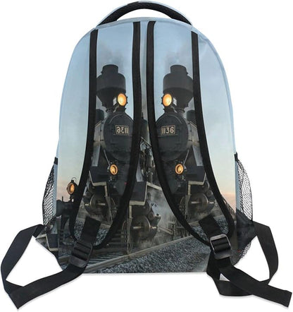 AUUXVA Custom School Backpack for Boys Kids with Name/Text Personalized Bookbag Add Your Name Customized Backpack Cool Train School Bag Laptop Backpack Travel Camping Daypack