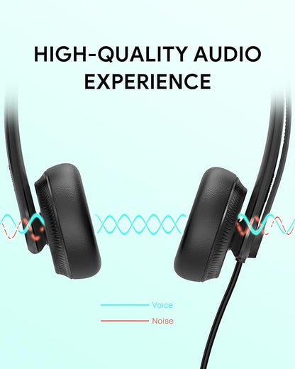 Yealink UH34 USB Headset with Microphone for PC Laptop,Wired Headset with Noise-Cancelling Microphone,Teams Certified, in-Line Controls for Home Office Online Class Skype Zoom Meetings