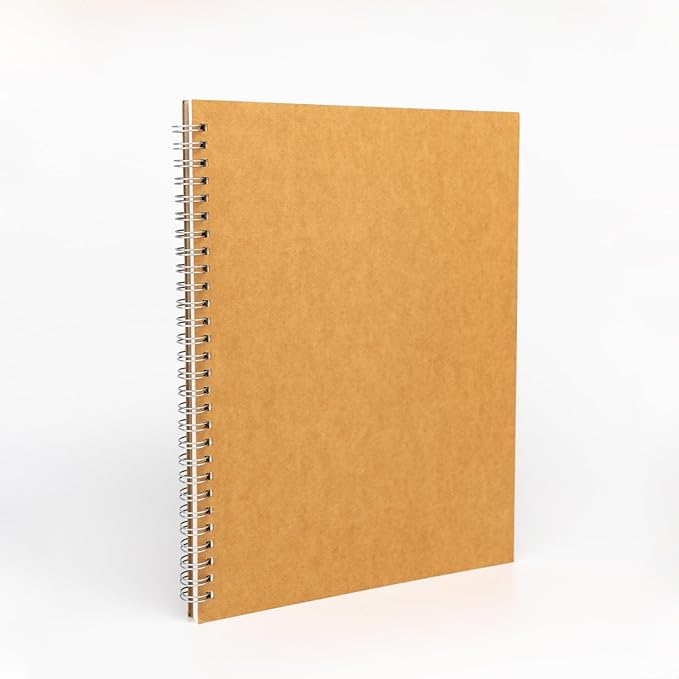 10 inch x 7.5 inch, 100GSM, Blank Spiral Notebook, 1-Pack, Soft Cover, Sketch book, 100 Pages / 50 Sheets, with writing backboard, (Brown)