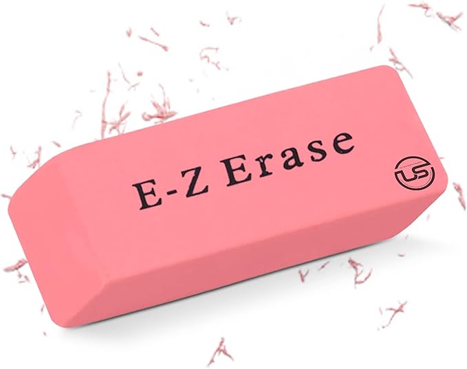 Pink Erasers, Erasers for Kids, Rubber Eraser, 12 Count, Erasers Bulk for School Supplies, Art, and Office Use