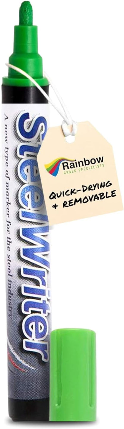 Metal Marking Paint Pen - Industrial Marker For Writing & Drawing on Steel and Metals - Washable Removable Paint Markers For Metal, Wet Erase Metal Paint, Green Paint Pen for Construction and Welders