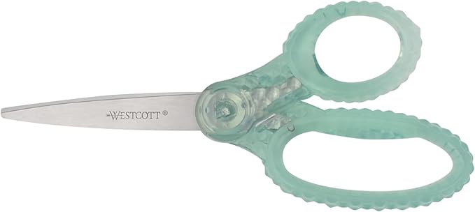 Westcott 7" GEM Crystal-Design Student Scissors, for Kids Aged 12+ - Scissors for School, Craft, Home, DIY, Classroom - Green