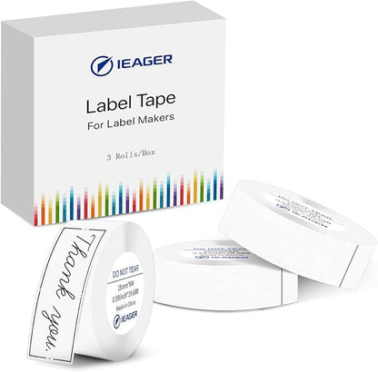 iEager Label Maker Tape, 15mm x 6m, White Continue Sticker Thermal Paper, Household Storage Labels for D30 Label Maker, Self-Adhesive Label Tape, Set of 3