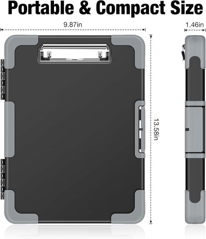 Sooez Toughest Clipboard with Storage, Internal Pen Pouch Included, Letter/ A4 Size, Shockproof Heavy Duty Plastic Clip Boards 8.5x11”, High Capacity Clipboards Box Case for Contractor Trucker Driver