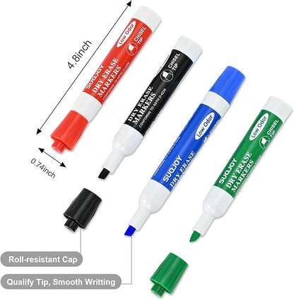 Dry Erase Markers, Chisel Tip Whiteboard Markers, Low Odor Thick Dry Markers, 36 Bulk 4 Assorted Color Markers for Kids/Teachers