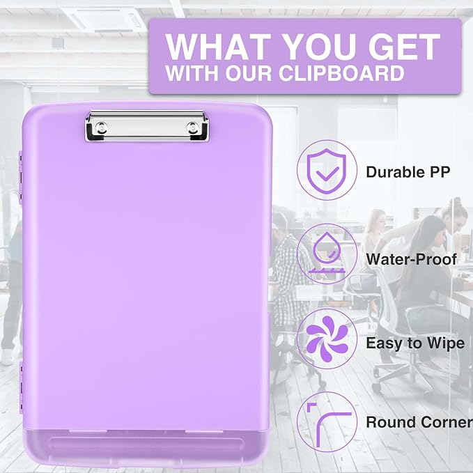 Sooez Clipboard with Storage, High Capacity Nursing Clip Boards with Pen Holder, Heavy Duty Plastic Storage ClipboardS with Low Profile Clip, Clipboard Folder, Teacher Must Haves Office Supplies