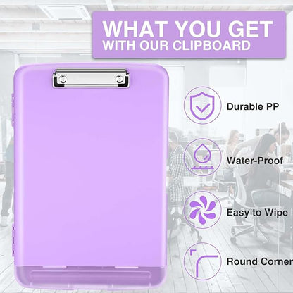 Sooez Clipboard with Storage, High Capacity Nursing Clip Boards with Pen Holder, Heavy Duty Plastic Storage ClipboardS with Low Profile Clip, Clipboard Folder, Teacher Must Haves Office Supplies