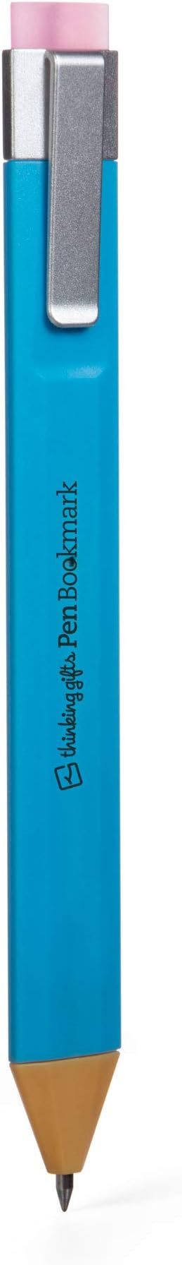 New Pen Bookmark with Refills | Erasable Ballpoint Gel Pen and Bookmark 3-in-1 | Ink Novelty Pen with Eraser | Page Marker | Book Marker | Page Holder Clip | Gift for Reader and Writer (Blue)