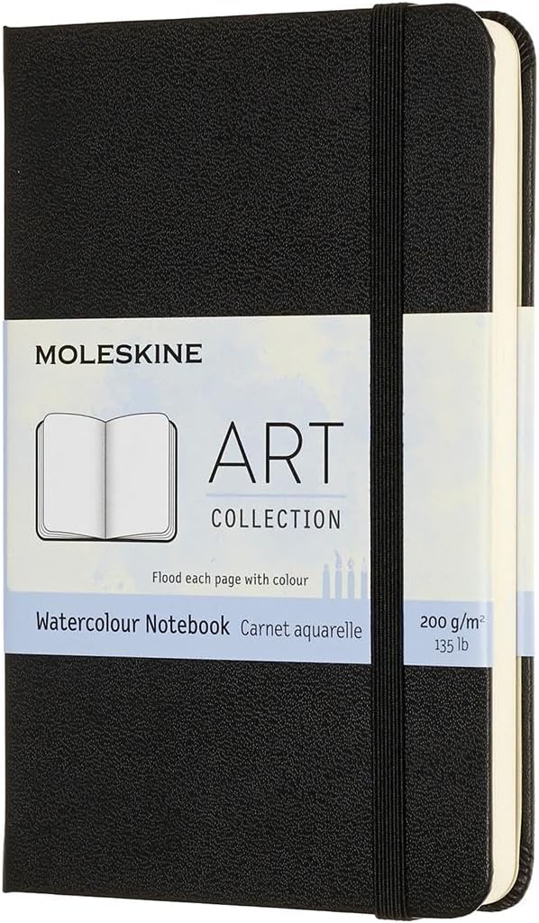 Moleskine Art Watercolor Notebook, Hard Cover, Pocket (3.5" x 5.5") Plain/Blank, Black, 60 Pages