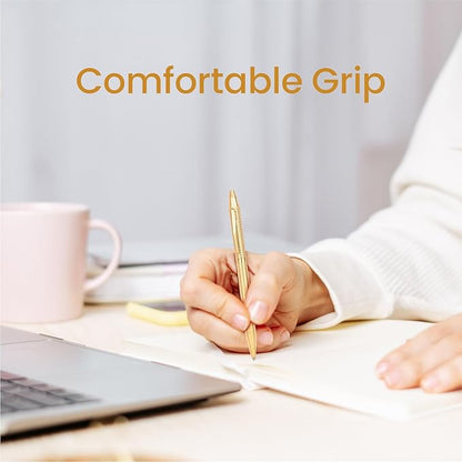 Cambond Ballpoint Pens Gold Pen - Nice Pens for Wedding Guest Book Fancy Pens for Gift Smooth Writing Pens with Black Ink 1.0mm Medium Point, 3 Pens with 3 Refills (Gold)