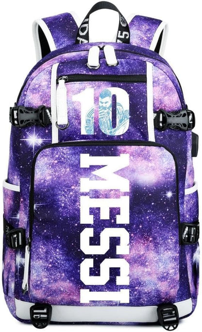 Soccer Superstar M-essi 10 Multifunctional Laptop Backpack Teenage Travel Backpack Fans Schoolbag (C2)