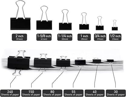 Small Binder Clips, 48 Pack, 3/4 Inch, Standard 19mm, Black, Capacity 0.31 Inch, Small Binder Paper Clips, Fold Clamp, Small Paper Clips, Office Clips, Micro Binder Clips