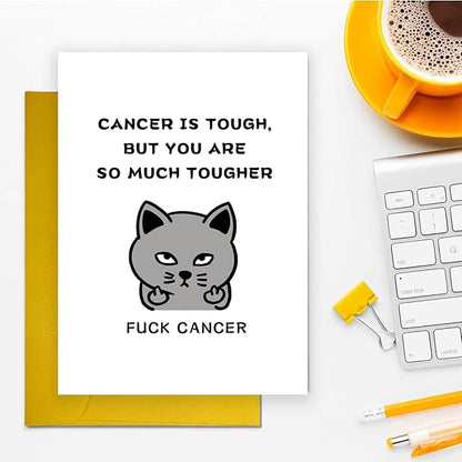 Funny Fuck Cancer Encouragement Fell Better Card Gift, Cute Cancer Get Well Support Card for Him Her, Sympathy Thinking of You Gift