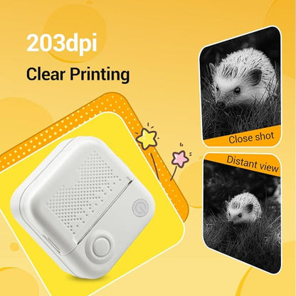 Sticker Printer,Thermal Printer Label Maker with 3 rolls Paper, Portable Mini Wireless Bluetooth Inkless Printer, Recharge Pocket Sticker Maker,Small Printer for Photo,Scrapbook Supplies, White