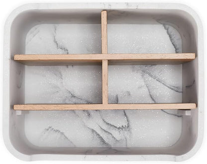 Desk Organizer, Marble Remote Holder for Table, Modern Office Controller Pen Phone Holder Organizer, Stylish Caddy and Storage Accessories for Bedside Nightstand Desktop Coffee Table