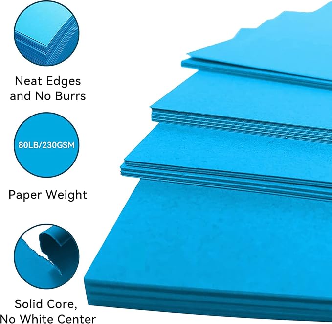 25Sheets Blue Cardstock Paper, 8.5 x 11 Card stock for Cricut, Thick Construction Paper for Card Making, Scrapbooking, Craft 90 lb / 250 gsm