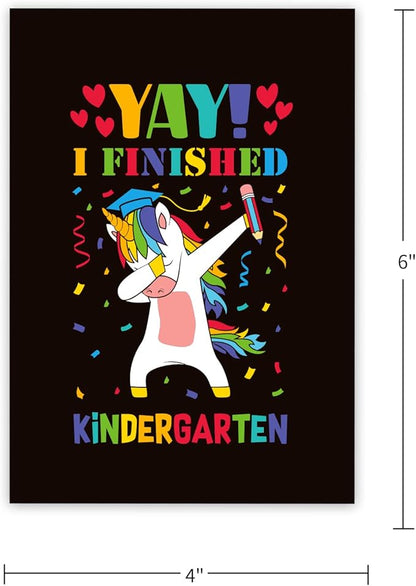 FaCraft Kindergarten Graduation Card, Unicorn Yay I Finished Kindergarten Greeting Cards Class of 2025 Kindergarten Graduation Gift Cards with Envelope for Kids Boy Girl Kindergarten Graduates