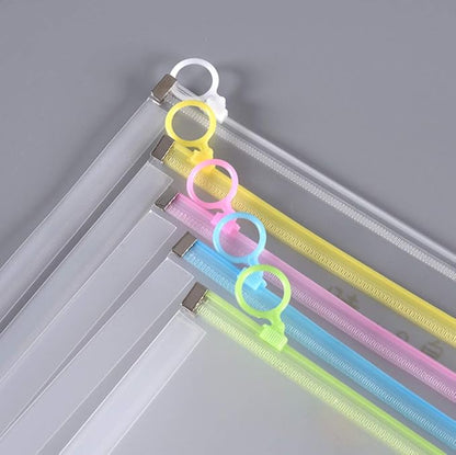 5Packs 9 3/4 x 13 Clear Plastic Zip Envelopes Letter File Document Paper Folder Case Assorted Colors