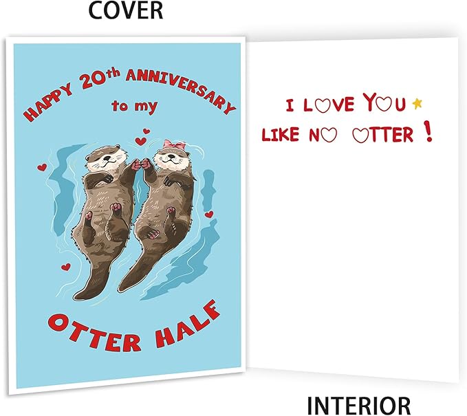 Happy 20th Anniversary Card, Funny 20 Years Anniversary Best Idea Gifts for Him Her, 20th Anniversary Card for Couple Husband Wife Dad Mom