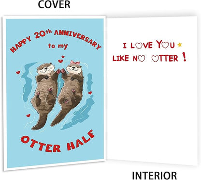 Happy 20th Anniversary Card, Funny 20 Years Anniversary Best Idea Gifts for Him Her, 20th Anniversary Card for Couple Husband Wife Dad Mom