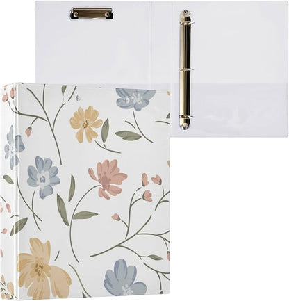 Three Rings Binders 1.5 Inch Colorful Cute Floral Meadow with Pockets 1 PACK for Letter Size (11" X 8.5") 200 Sheets