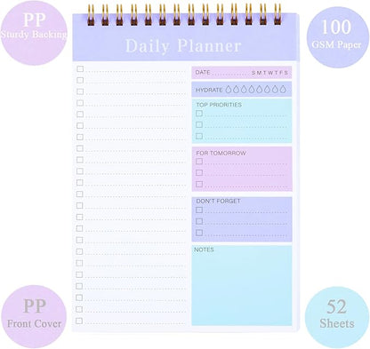 Undated Daily Planner 2024, 52 Sheets To Do List Notebook, 5.2"x7.8" Daily Planner Notepad for School/Office Supplies