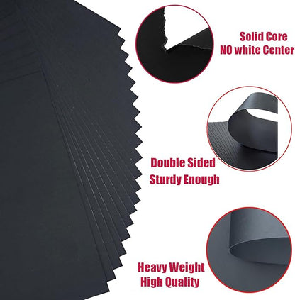 Baisunt 25 Pack 8.5x11 Black Cardstock Paper Blank Thick Heavyweight 92lb Card Stock for Making Greeting Cards, Invitations cards, Scrapbook, DIY Craft