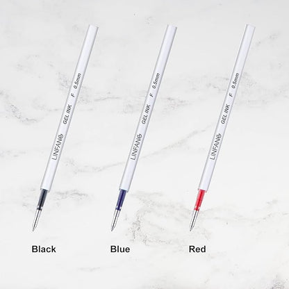 Black Gel Pens Refills, 12 Pack Retractable Gel Ink Pen Refills Bulk, Medium Point 0.7mm Tip Smooth Writing Quick Dry Gel Pen Refills for Journaling Writing School Office Supplies (12 Black 0.7mm)