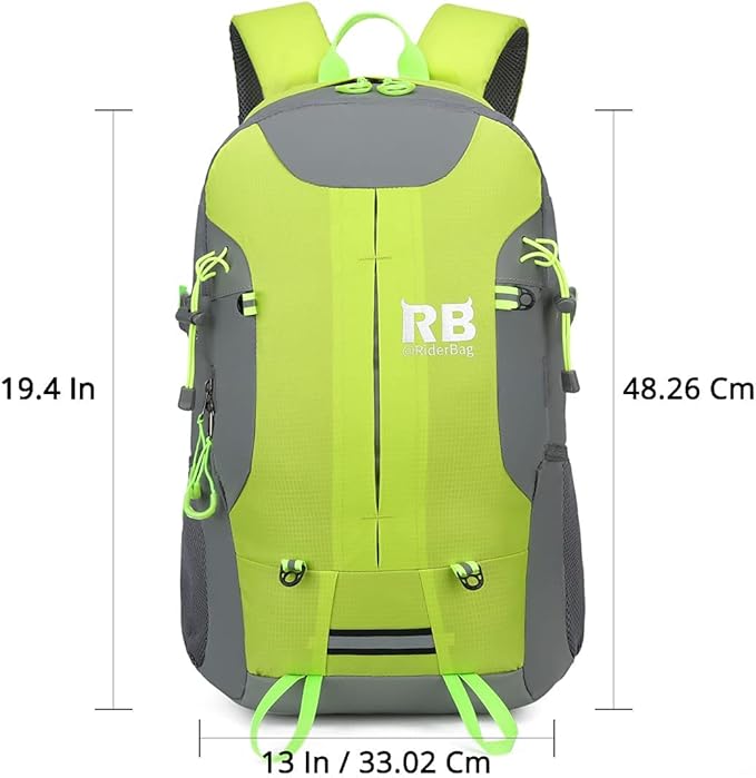 Reflective Motorcycle Backpack Lightweight, Water Resistant Casual Daypack with Laptop Pocket for Safe Commuter, Biking, and Daily Use. 35L Sport bookbag to Avoid Accidents (green backpack)